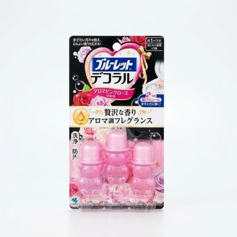 Kobayashi Bluelet Decoral Toilet Gel Cleanser - Pink Rose Scent, 3 Count - Main Image