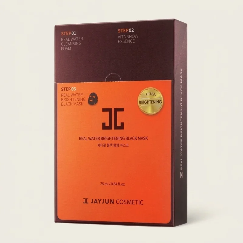 JAYJUN Real Water Brightening 3-Step Black Mask Set - Hydrating & Glowing (10 ct) - Main Image