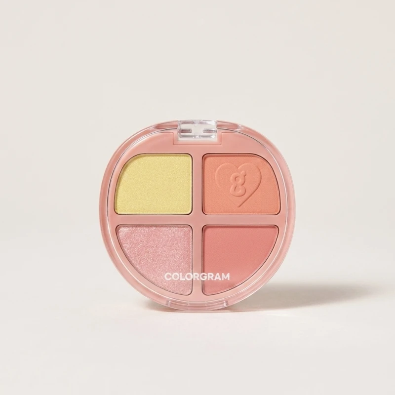 COLORGRAM Tintin Dory Eyeshadow Palette 03 Grapefruit Dory, 4-Color Matte & Glitter - Main Image