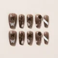 Butterfly & Rose Semicured Gel Nail Strips - Brown Matte 3D Salon Finish 1