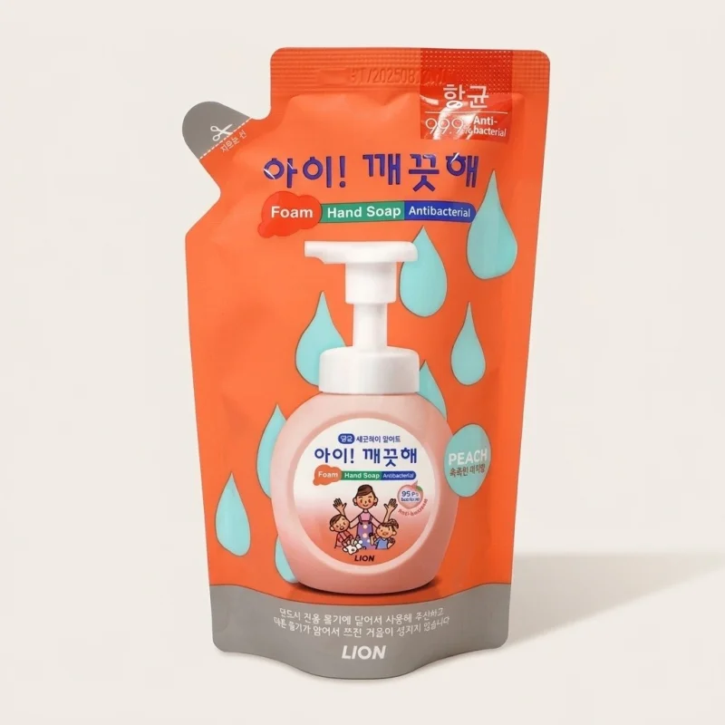 LION Ai! Kkekkuhae Foaming Hand Soap Refill, Peach Scent, 200ml - Main Image
