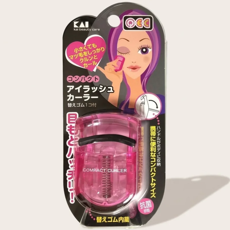 KAI Compact Eyelash Curler with Silicone Pad Refill - Pink - Main Image