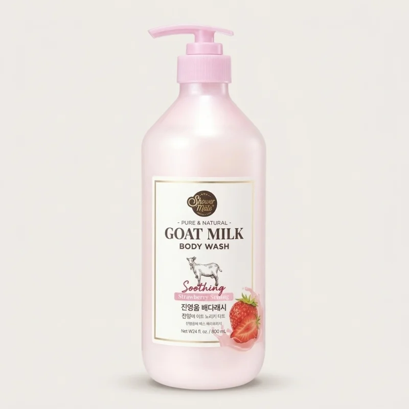 Shower Mate Goat Milk Body Wash Strawberry 800ml - Soothing & Moisturizing - Main Image