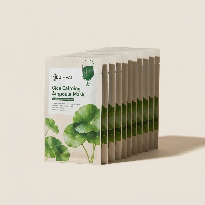 MEDIHEAL Cica Calming Ampoule Mask - Soothing & Hydrating Sheet Masks, 10 Count - Main Image