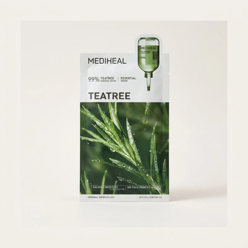 MEDIHEAL Teatree Essential Mask - Calming & Moisture Facial Sheet Mask, 10 Pack - Main Image