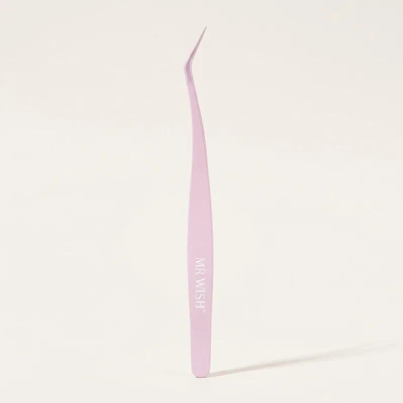 MR WISH Precision Eyelash Tweezer for Glue-Free Application, Matte Pink - Main Image