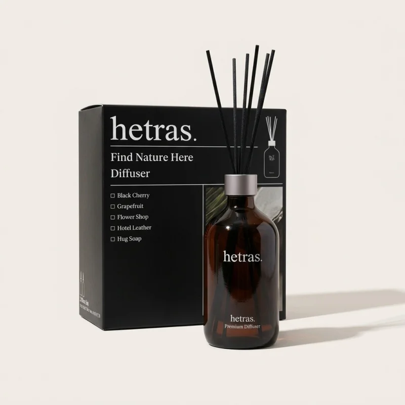 HETRAS Premium Reed Diffuser Set - Hotel Leather Scent, 2-Pack 500ml Bottles - Main Image