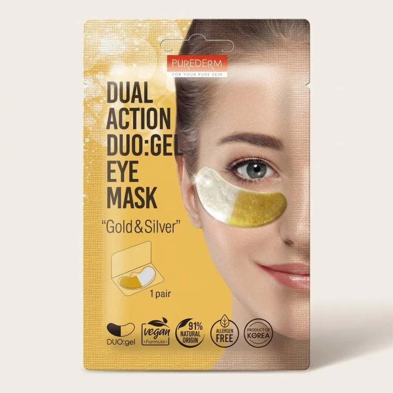Purederm Dual Action Duo Gel Eye Mask Gold & Silver - 1 Pair - Main Image