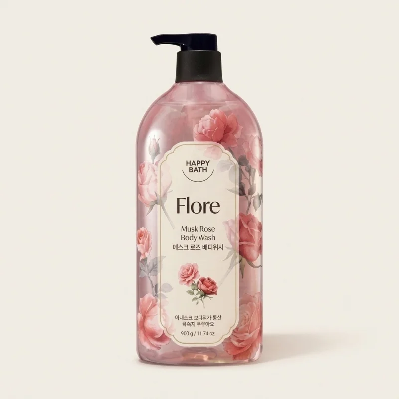 Happy Bath Flore Musk Rose Body Wash 900g - Hydrating Floral Cleanser - Main Image