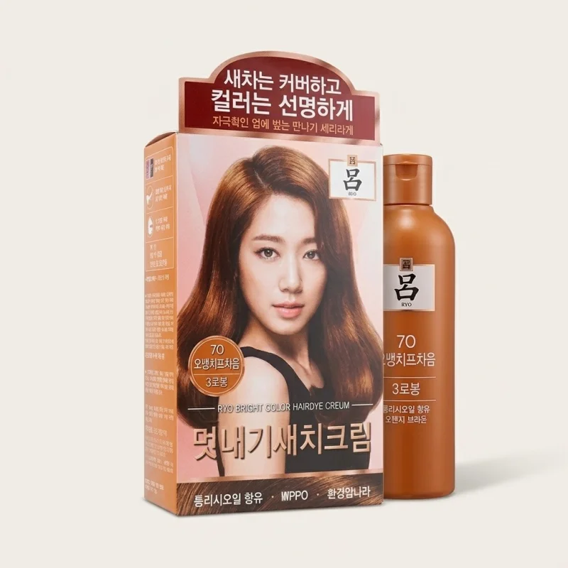 RYO Bright Color Hair Dye Cream 7O Orange Brown, Vivid Gray Coverage - Main Image
