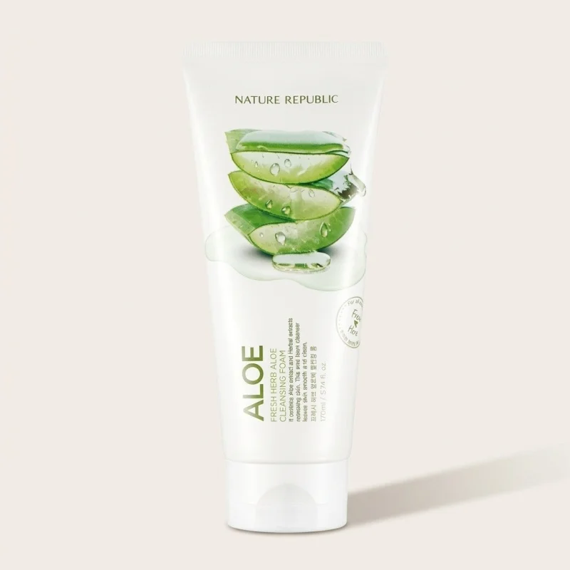 NATURE REPUBLIC Fresh Herb Aloe Cleansing Foam, Soothing Face Wash, 170ml - Main Image
