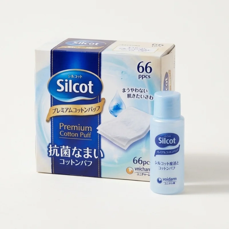 UNICHARM Silcot Premium Cotton Puff, 66 Sheets, Silk-Touch Surface - Main Image