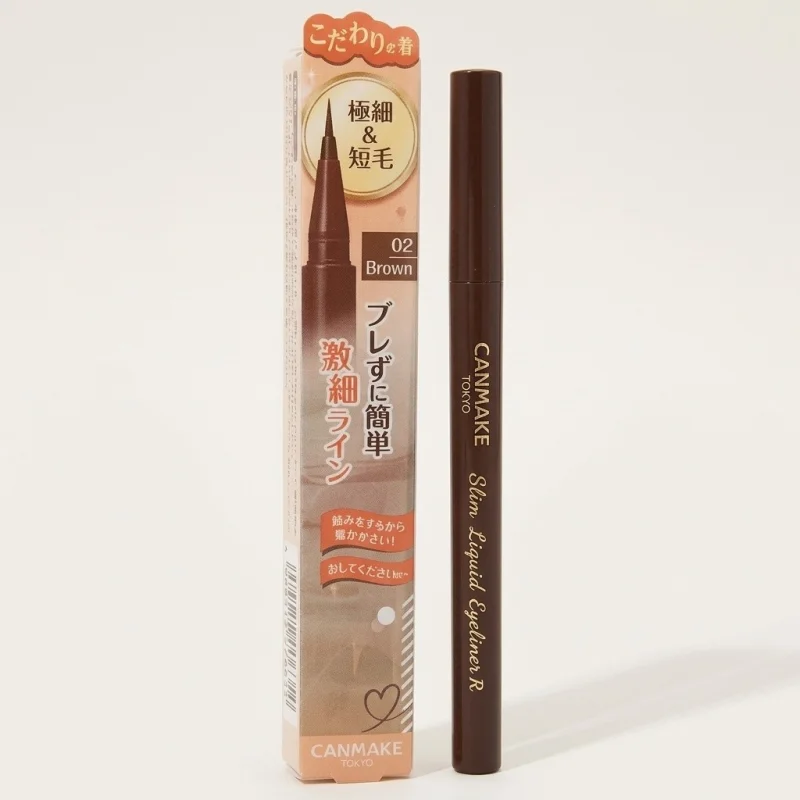 CANMAKE Slim Liquid Eyeliner 02 Brown - Ultra-Fine Tip for Steady Application - Main Image