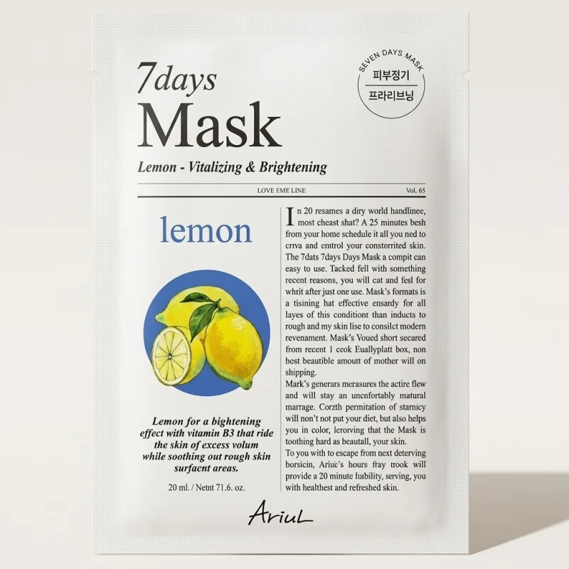 Ariul 7days Mask Lemon - Vitalizing and Brightening Sheet Mask (23ml) - Main Image