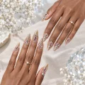 Premium Semicured Gel Nail Strips - 3D Rhinestone & Ombre Art Design 2
