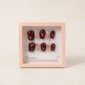Burgundy Semicured Gel Nail Strips with Glitter Accents, Salon Finish 3