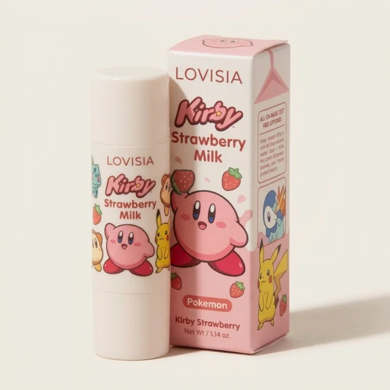 LOVISIA Kirby Lip Balm Strawberry Milk - Moisturizing Character Lip Care - Main Image
