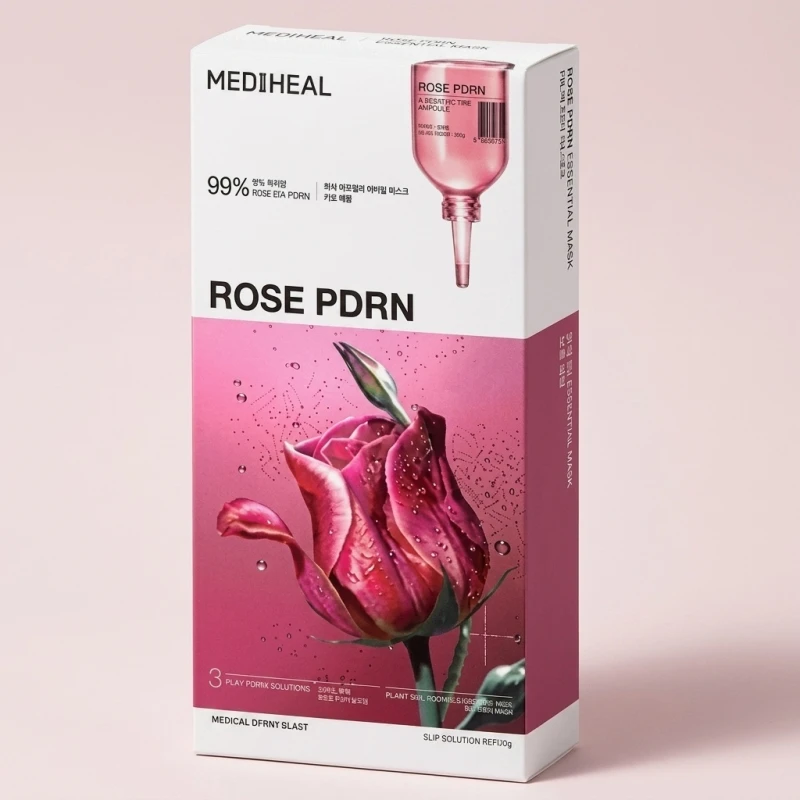MEDIHEAL Rose PDRN Essential Mask, Radiant Glow & Skin Vitality, 10 Sheets - Main Image