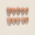 Premium Semicured Gel Nail Strips - Nude Ombre with 3D Rhinestone Art 1