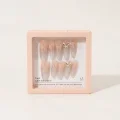 Elegant Semicured Gel Nail Strips with 3D Bows and Silver Glitter 3
