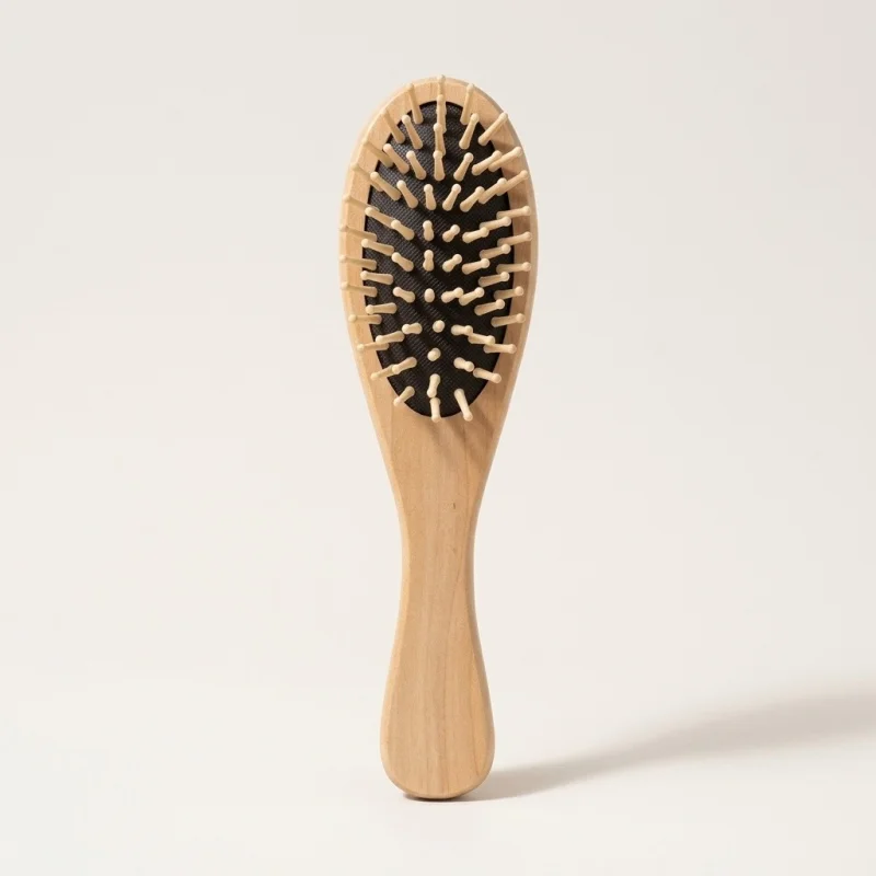 DARKNESS Wood Round Cushion Brush M - Gentle Detangling and Scalp Massage - Main Image