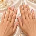 Semicured Gel Nail Strips - Bow & Heart Art Design with 3D Accents 3